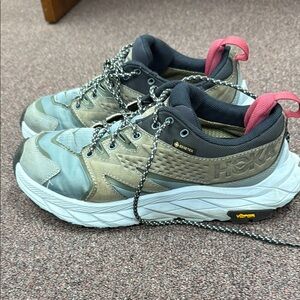 Hoka Gray and Pink Athletic Shoes